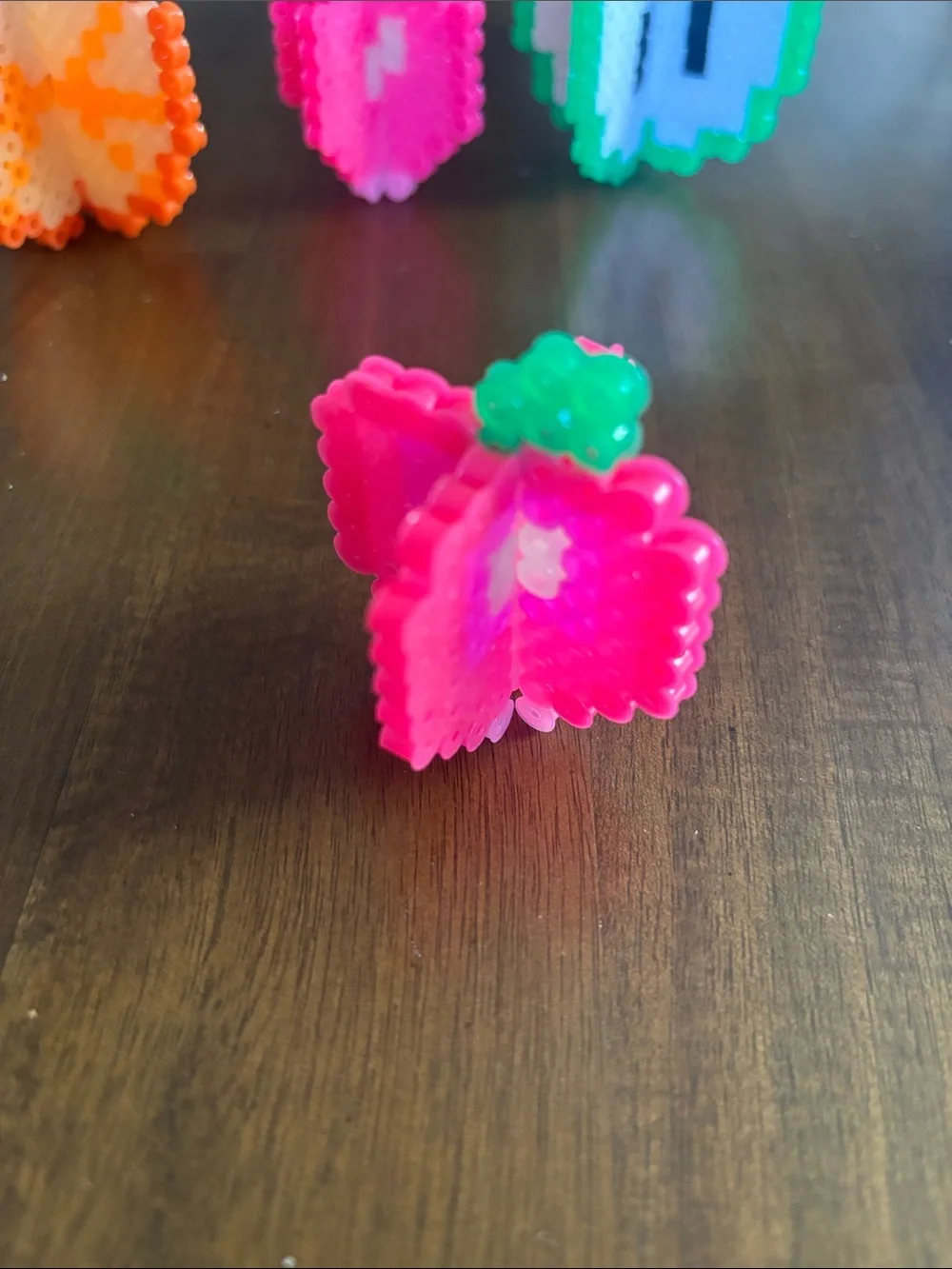 Bright Neon Pink Beaded Strawberry